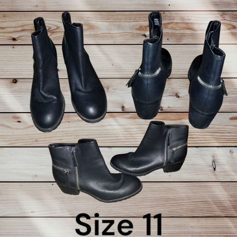 Black Ankle Boots Size 11
